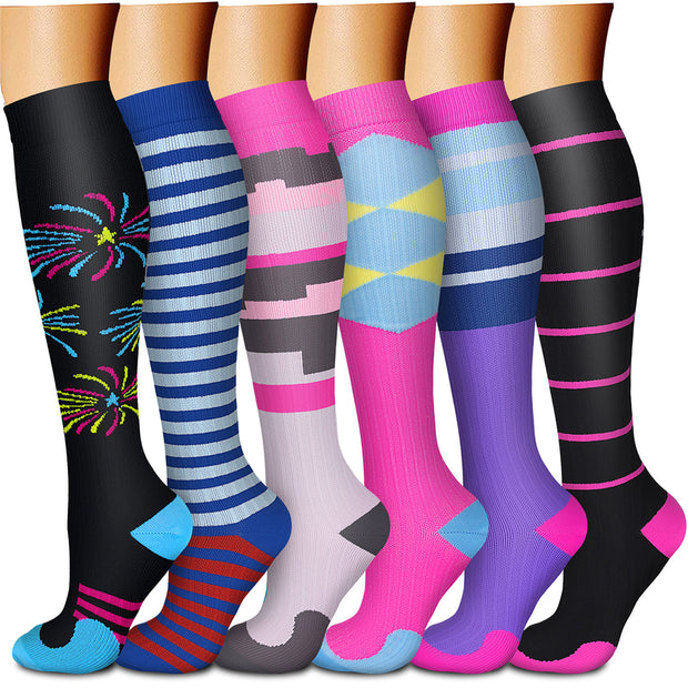 Compression Socks for Women & Men (6 Pairs) 15-20 mmHg is Best for Athletics, Running, Flight Travel, Support - CHARMKING
