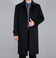 QUXIANG Men's Premium Wool Blend Double Breasted Long Coat