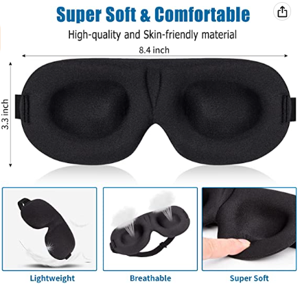 CHARMKING Sleep Mask Pack of 3, Upgrade 100% Light Blocking 3D Eye Masks for Sleeping, Ultra-Thin Sides for Side Sleeper, Blindfold for Men Women