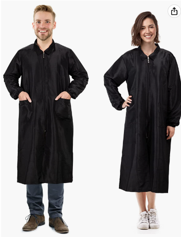 CHARMKING Long Length Pet Grooming Workwear with Pockets, Lightweight Anti Static Hairdresser Smock Barber Jacket