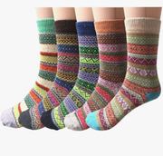CHARMKING 5 Pairs Womens Wool Socks Vintage Soft Cabin Warm Socks Thick Knit Cozy Winter Socks for Women Gifts