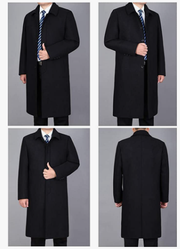 QUXIANG Men's Premium Wool Blend Double Breasted Long Coat