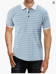 CHARMKING Men's Polo Shirt Short/Long Sleeve Casual Slim-fit Basic Designed Stripe Cotton Shirts