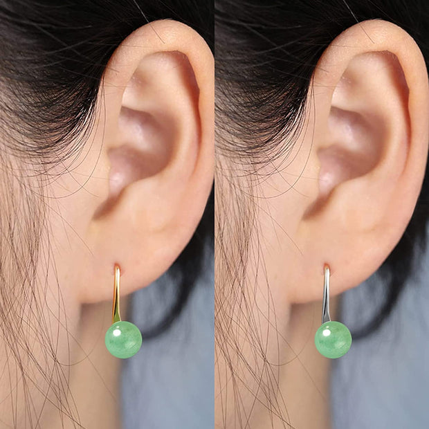 CHARMKING Jade Earrings for Women，Green Jade Earrings，S925 Sterling Silver Earrings，Handmade High Heels Earrings Gift for Birthday Gift