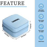 CHARMKING Small Travel Jewelry Box Organizer with Mirror Portable Mini Jewelry Storage Cases for Girl Women Earring Necklace Rings (Blue)